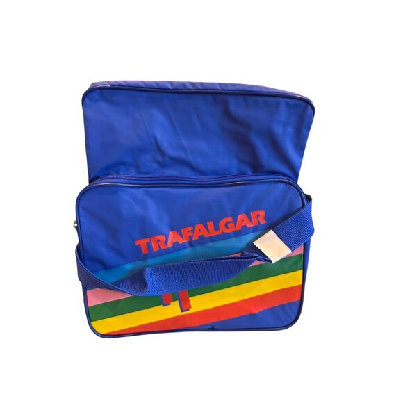 Trafalgar Travel Backpack Shoulder Bag Blue Single Strap 80's VTG Style Rainbow - Picture 6 of 14